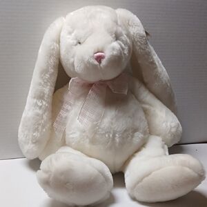Carlton Cards White Bunny with Pink Ribbon NWT